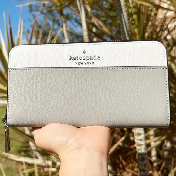 Kate Spade Staci Colorblock Large Continental Wallet Nimbus Grey - Picture 1 of 3